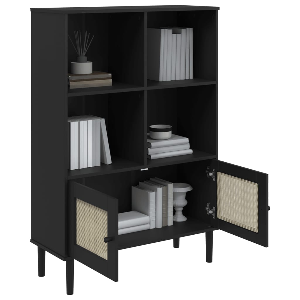 Bokhylle Svart SENJA 90x35x130 cm heltre furu