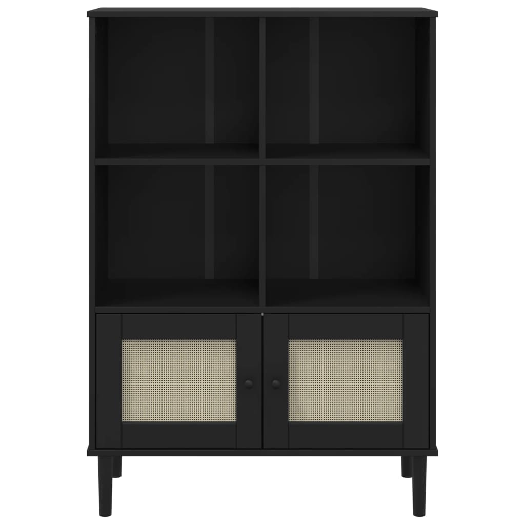 Bokhylle Svart SENJA 90x35x130 cm heltre furu