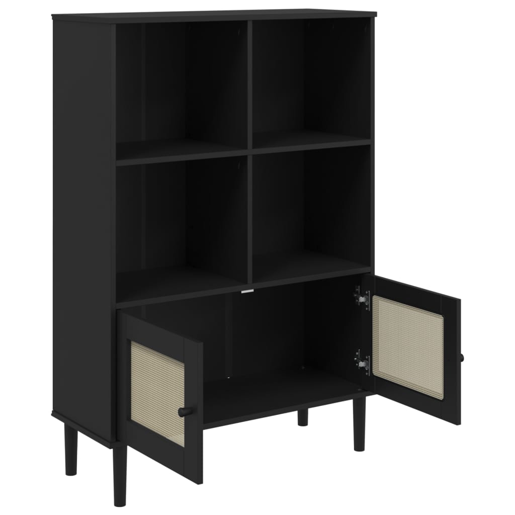 Bokhylle Svart SENJA 90x35x130 cm heltre furu