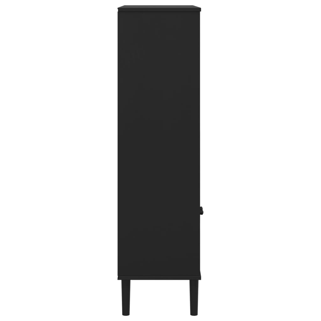 Bokhylle Svart SENJA 90x35x130 cm heltre furu