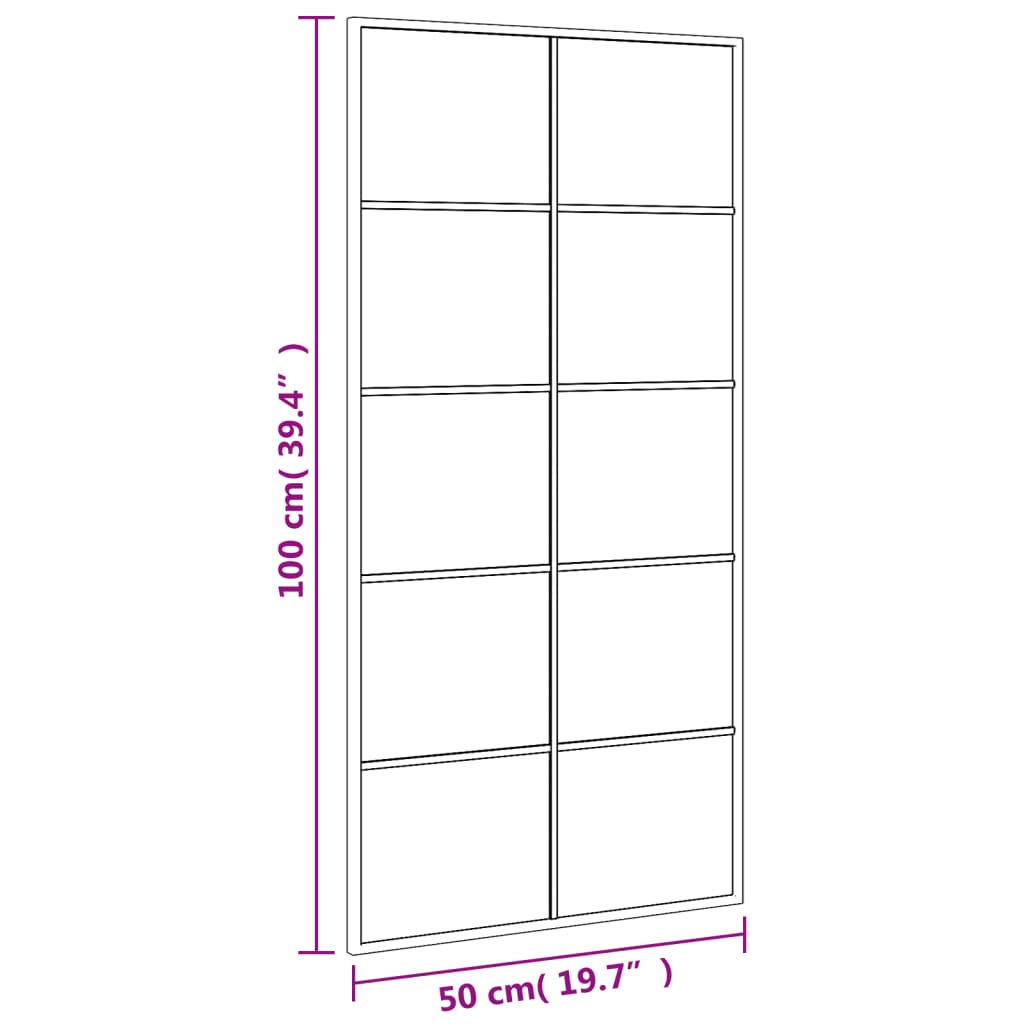 Veggspeil Svart 50x100 cm rektangel jern