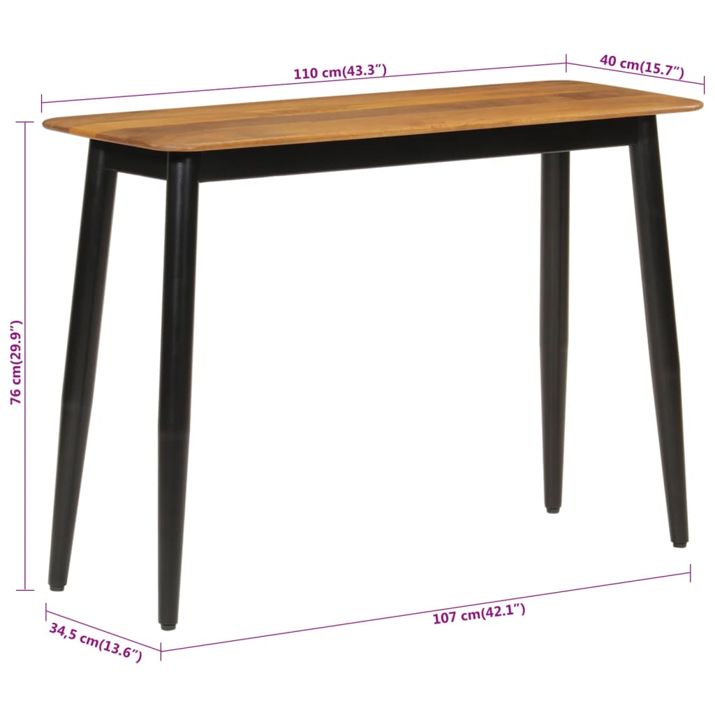 Avlastningsbord Konsollbord Tre 110x40x76 cm heltre mango og jern