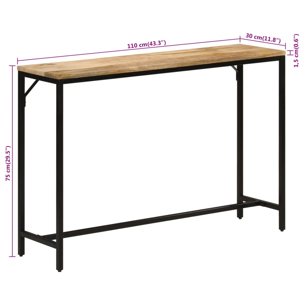 Avlastningsbord Konsollbord Tre 110x30x75 cm grovt heltre mangotre og jern