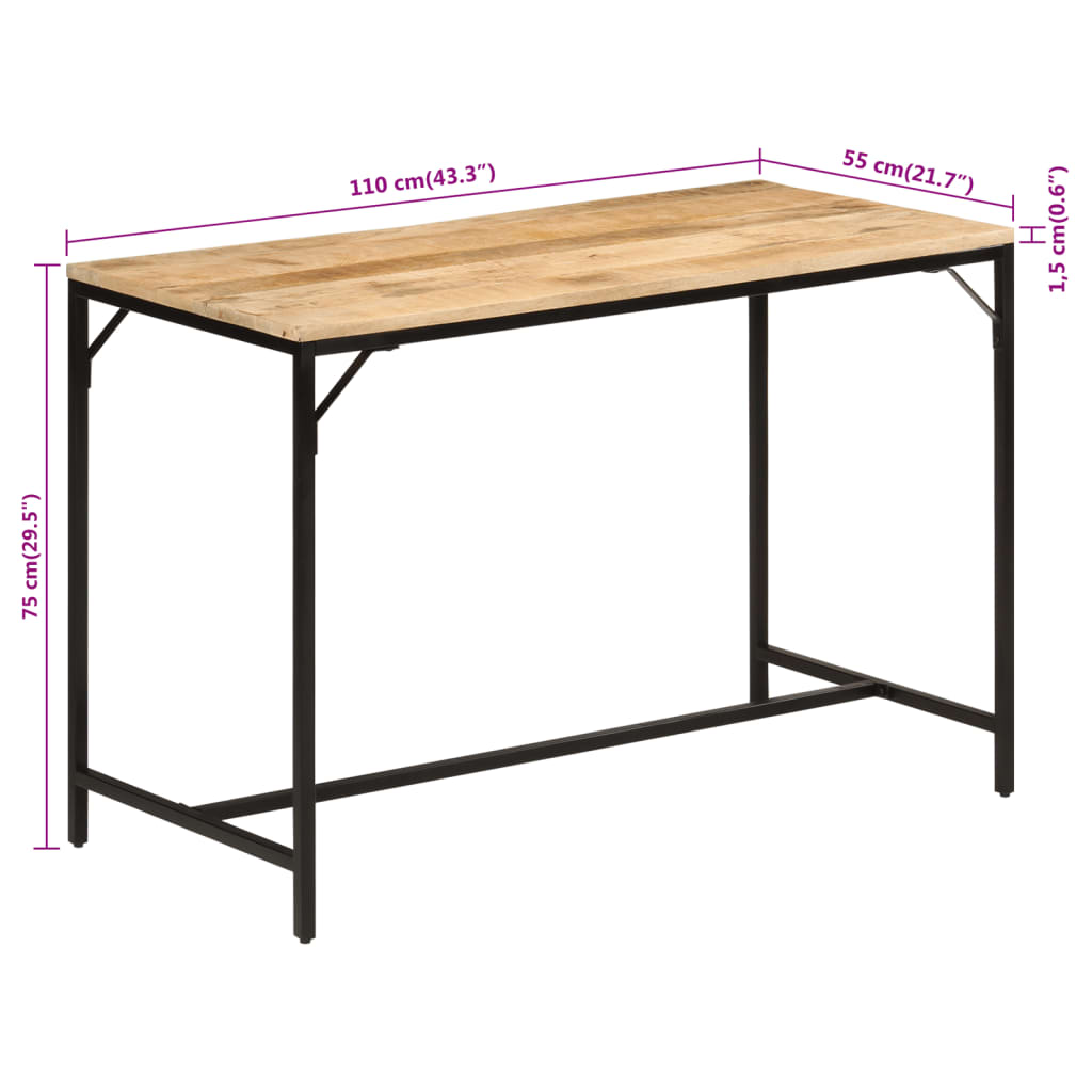 Spisebord Kjøkkenbord Tre 110x55x75 cm grovt heltre mangotre og jern