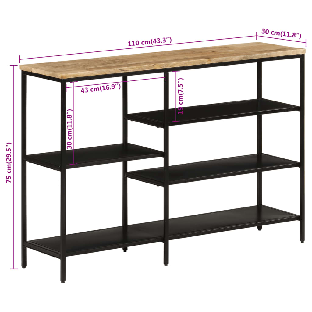 Avlastningsbord konsollbord Tre 110x30x75 cm grovt heltre mangotre
