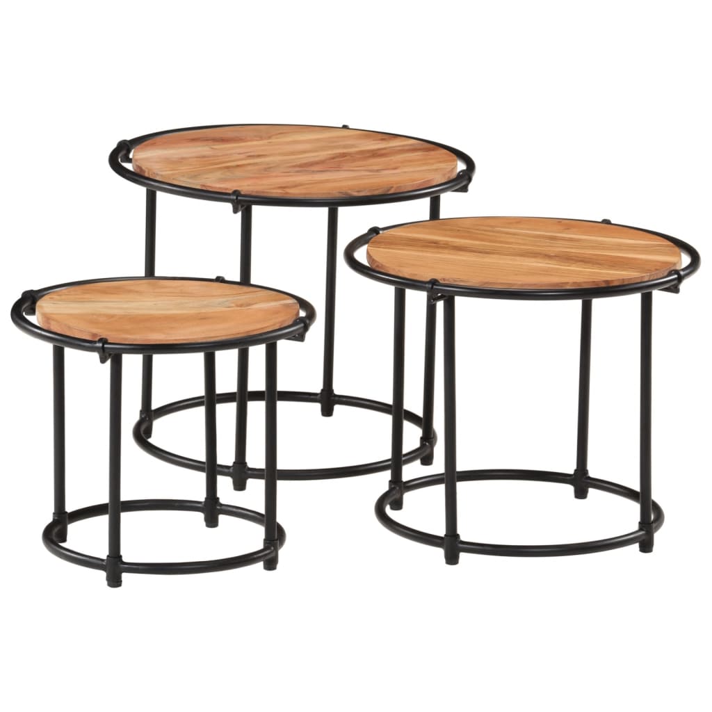 Sidebord Tre Stablebare 3 stk heltre akasie