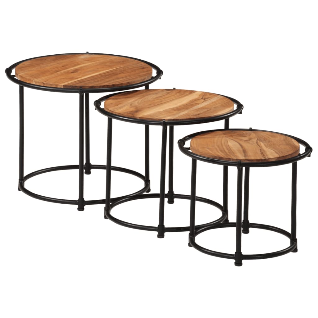 Sidebord Tre Stablebare 3 stk heltre akasie