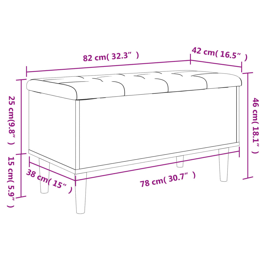 Oppbevaringsbenk Røyk Eik 82x42x46 cm