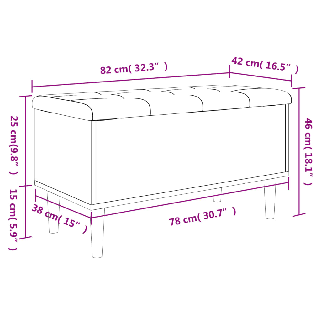 Oppbevaringsbenk Brun Eik 82x42x46 cm