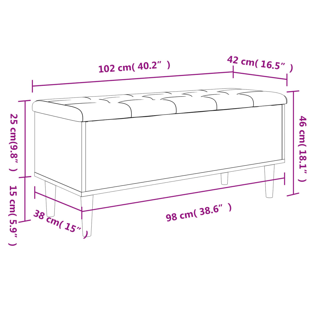 Oppbevaringsbenk Brun Eik 102x42x46 cm