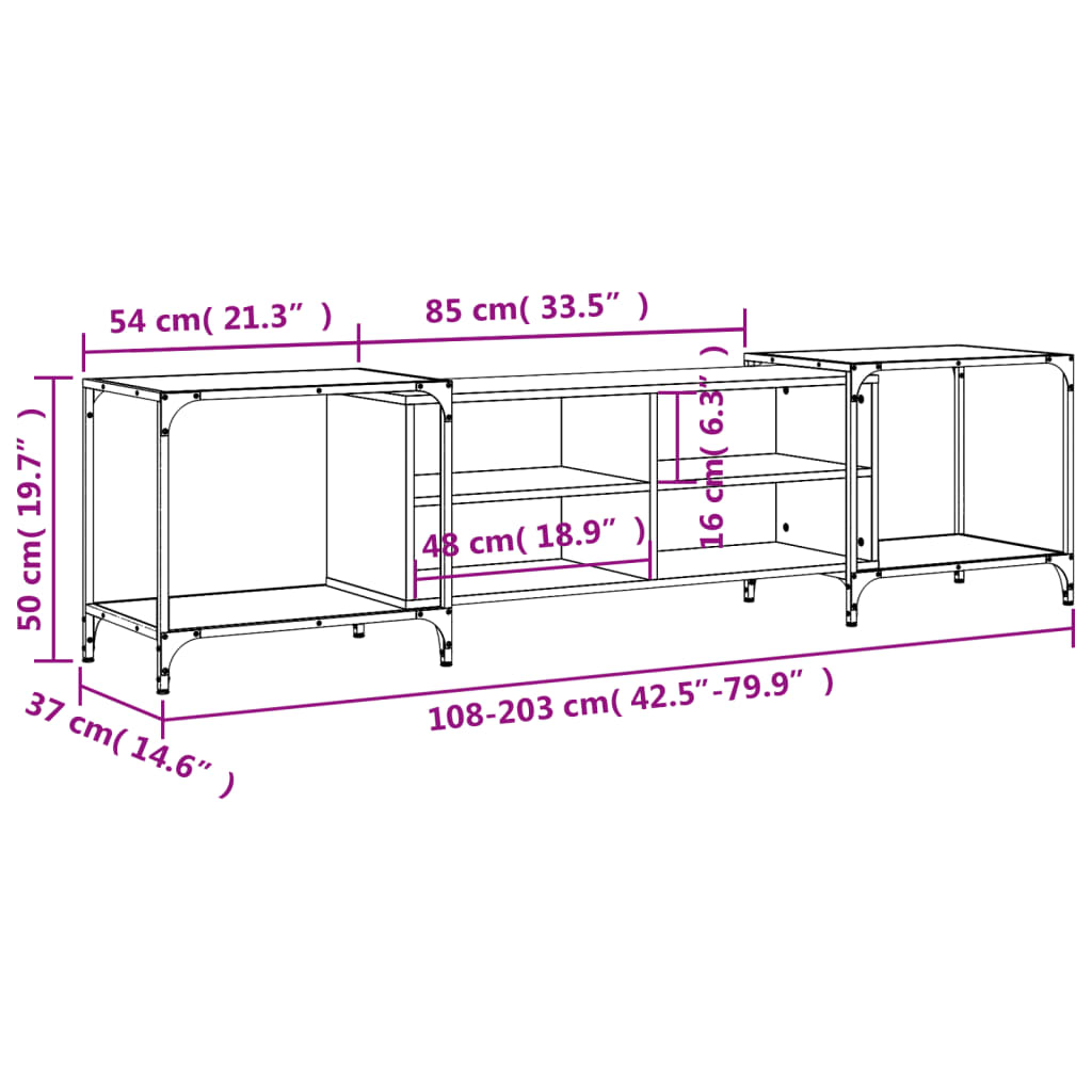 TV-Møbel Svart TV-benk 203x37x50 cm
