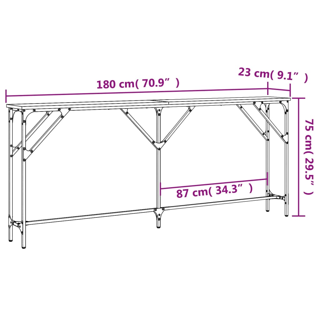 Avlastningsbord konsollbord Brun Eik 180x23x75 cm