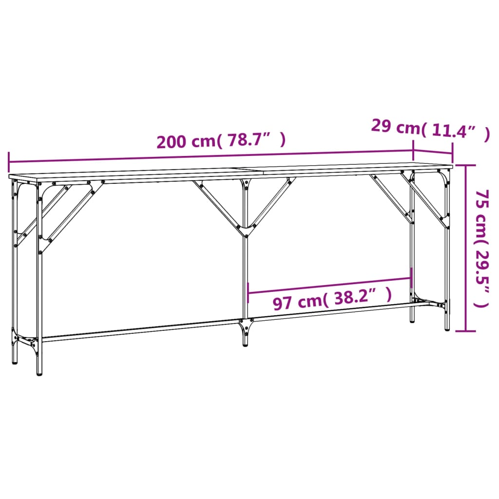Avlastningsbord konsollbord Brun Eik 200x29x75 cm