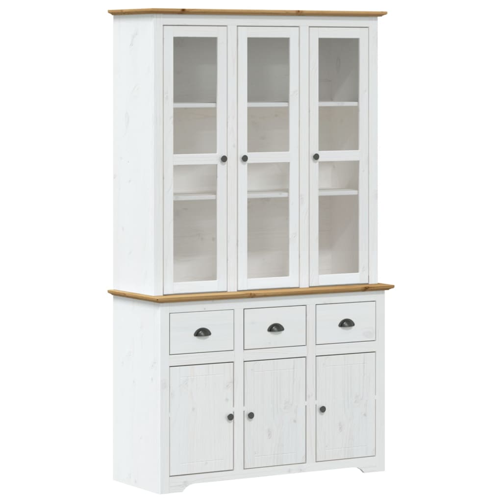 Skjenk Hvit BODO Brun 115,5x43x200,5 cm cm heltre furu