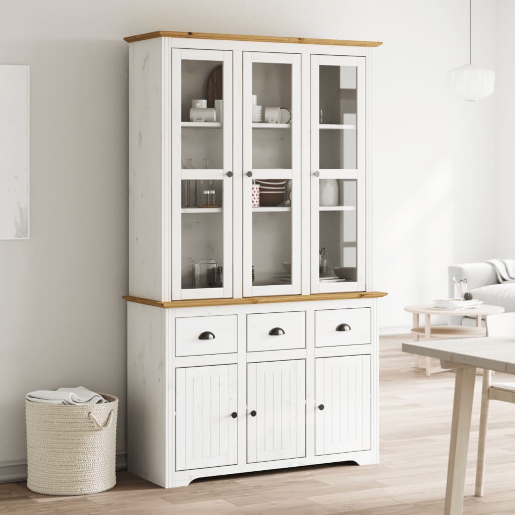 Skjenk Hvit BODO Brun 115,5x43x200,5 cm cm heltre furu