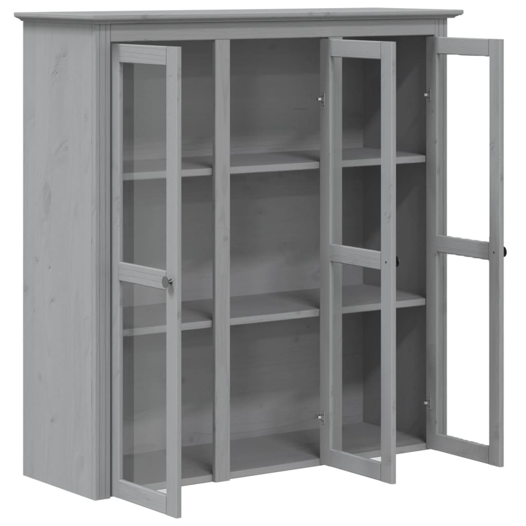 Vitrineskap BODO Grå 80x40x172 cm heltre furu