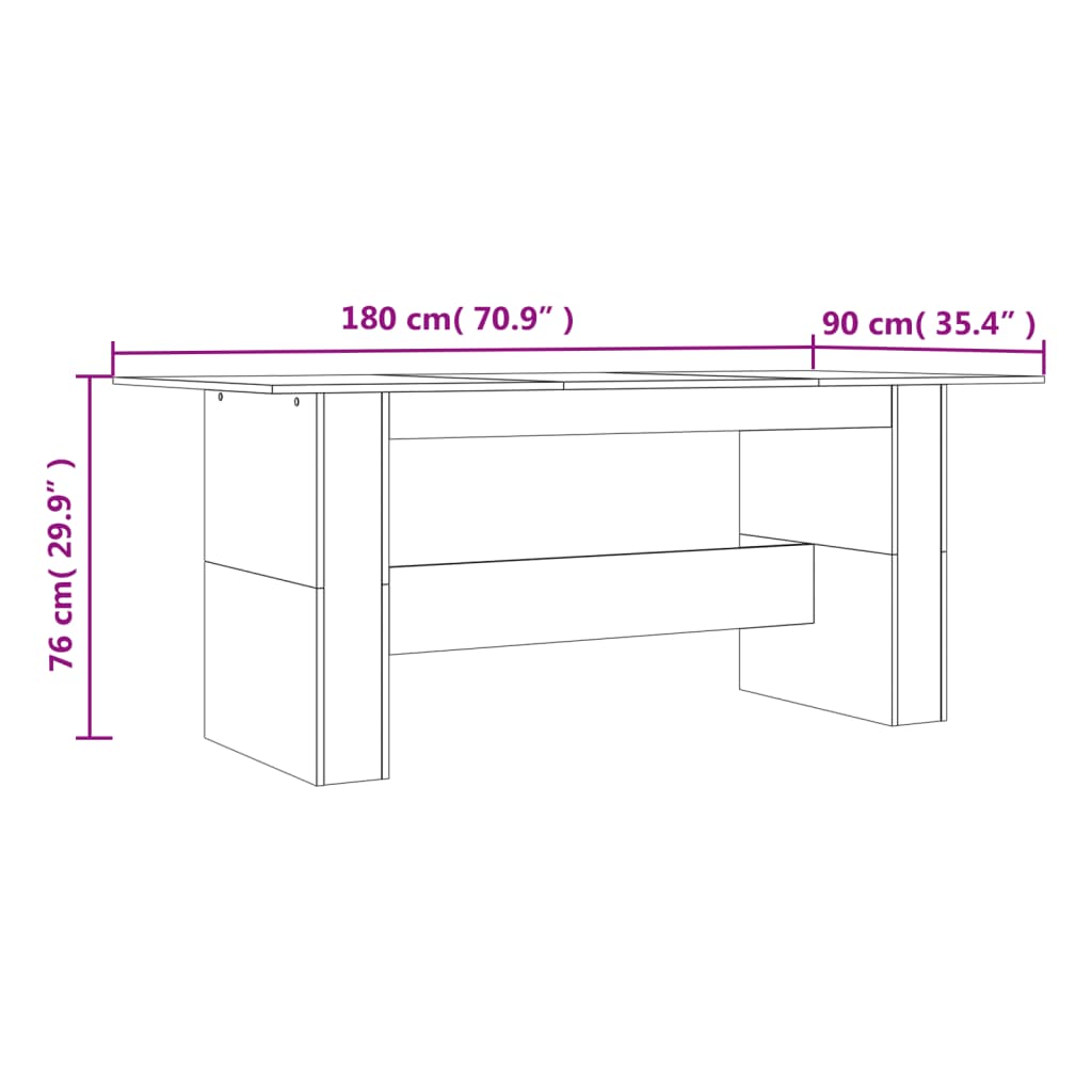Spisebord røkt eik 180x90x76 cm konstruert tre