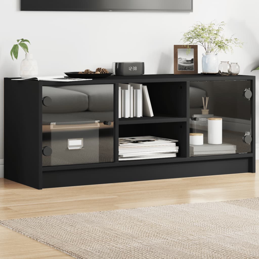 TV-Møbel Svart TV-benk med dør 102x37x42 cm