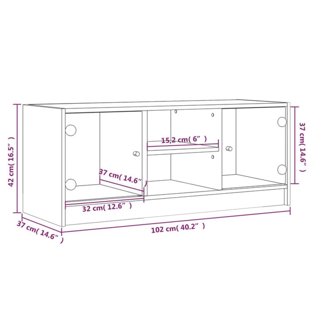 TV-Møbel Røkt EikTV-benk med dør 102x37x42 cm