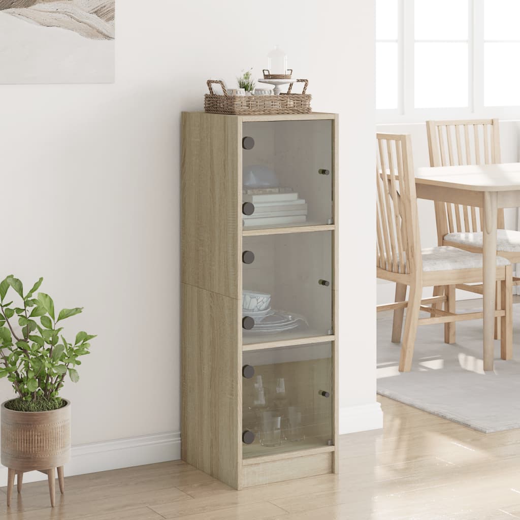 Skap Sonoma Eik med glassdører 35x37x109 cm