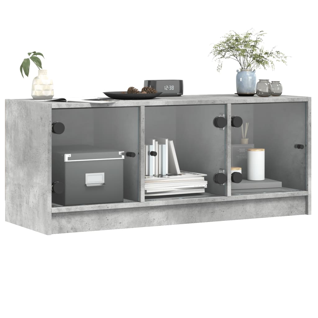 TV-Møbel Betonggrå med glassdører 102x37x42 cm