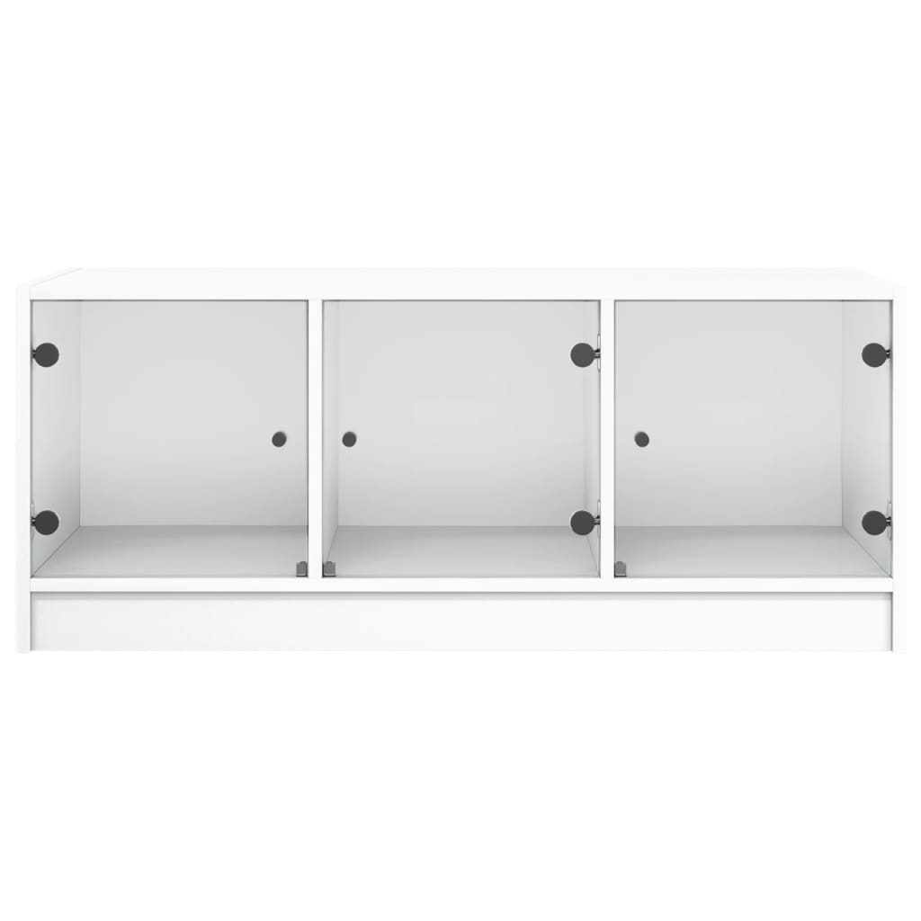 Salongbord Sofabord Hvit med glassdører 102x50x42 cm