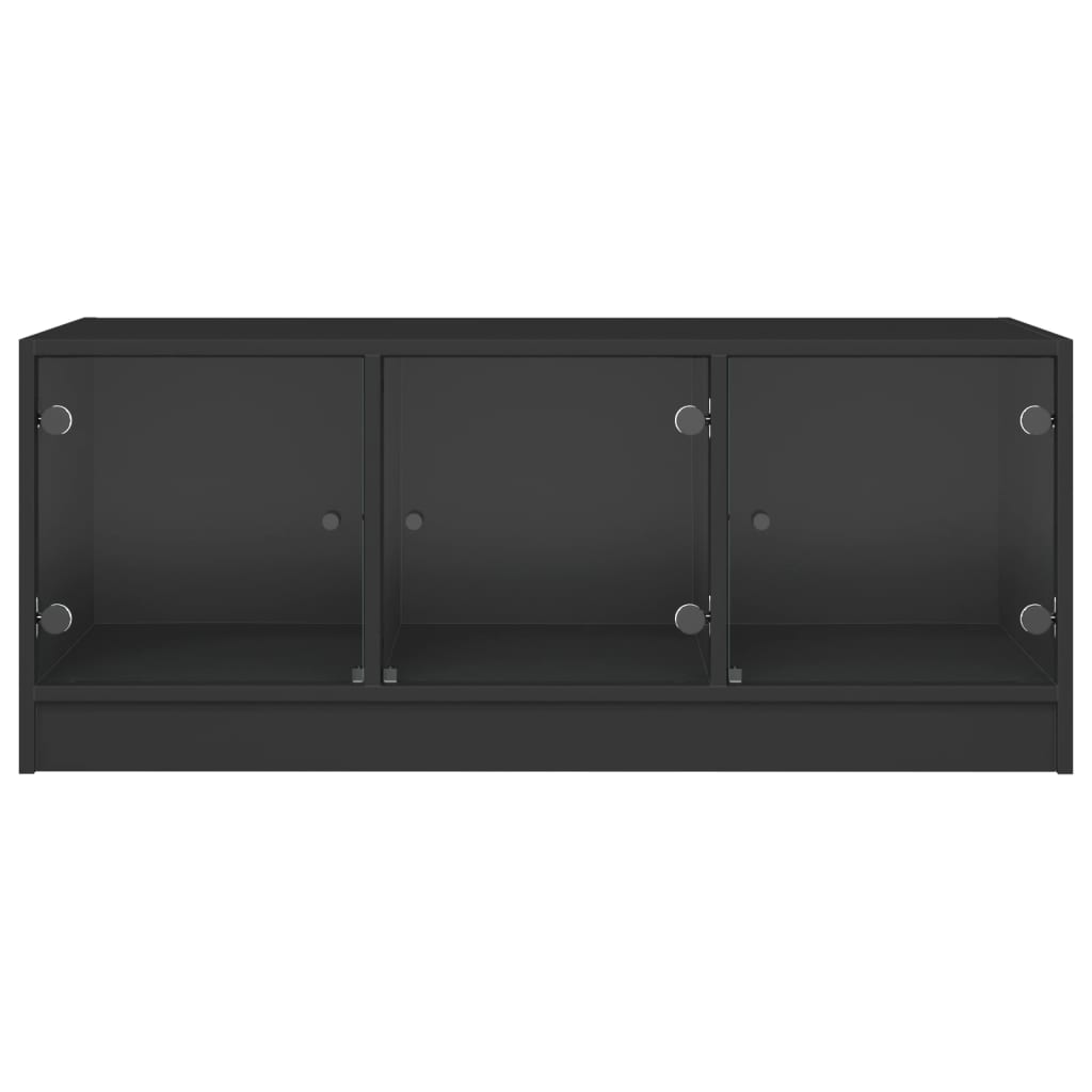 Salongbord Sofabord Svart med glassdører 102x50x42 cm