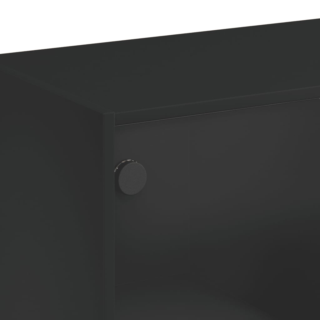 Salongbord Sofabord Svart med glassdører 102x50x42 cm