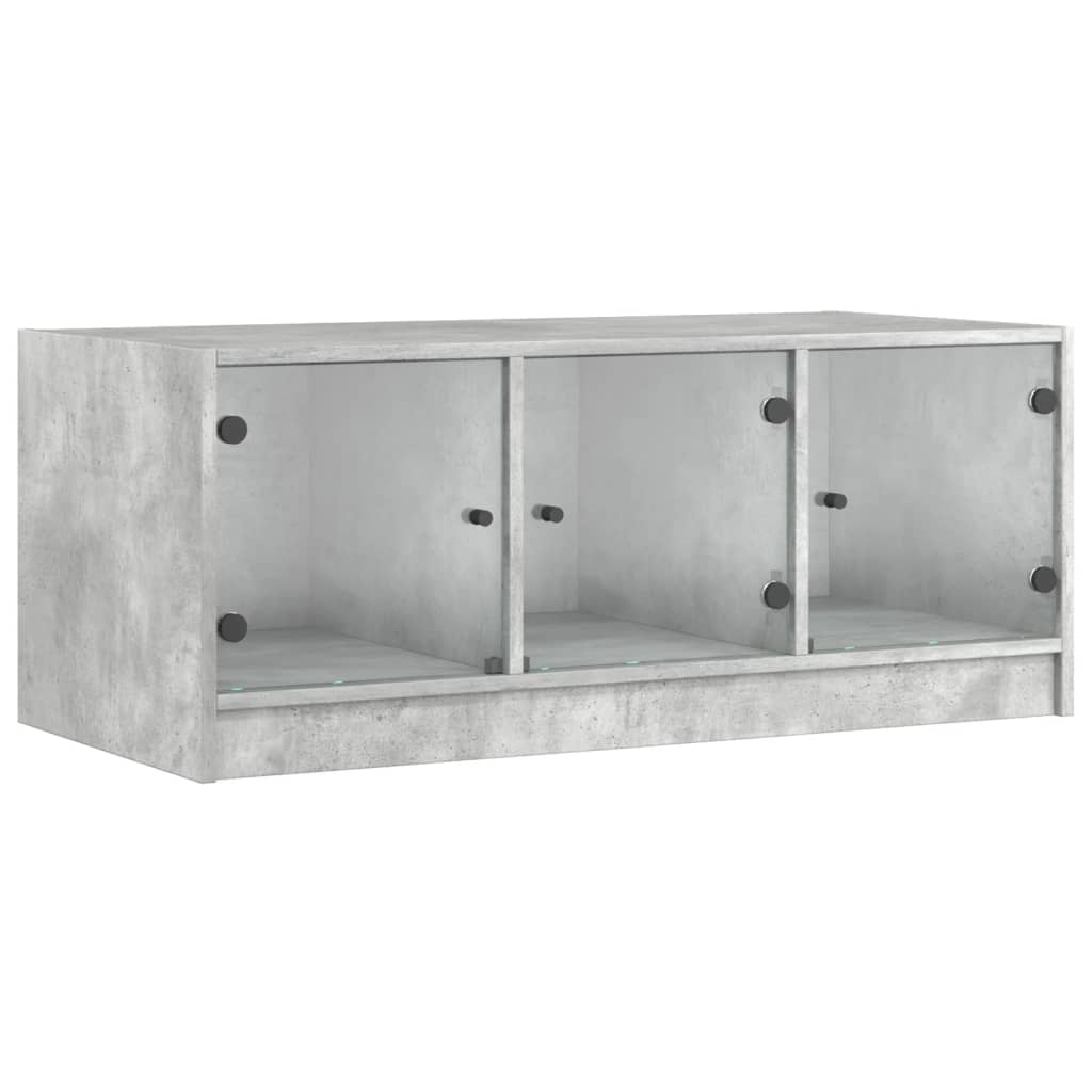 Salongbord Sofabord Betonggrå med glassdører 102x50x42 cm