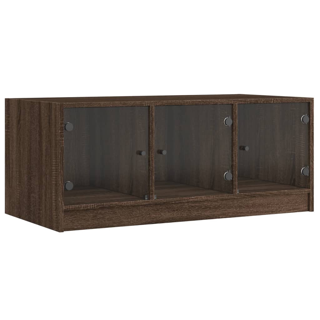 Salongbord Sofabord Brun Eik med glassdører 102x50x42 cm