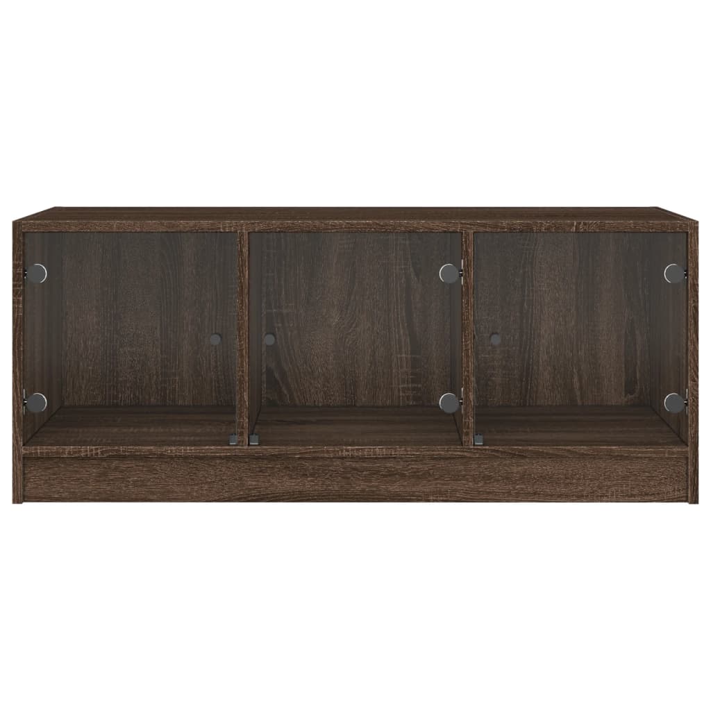 Salongbord Sofabord Brun Eik med glassdører 102x50x42 cm