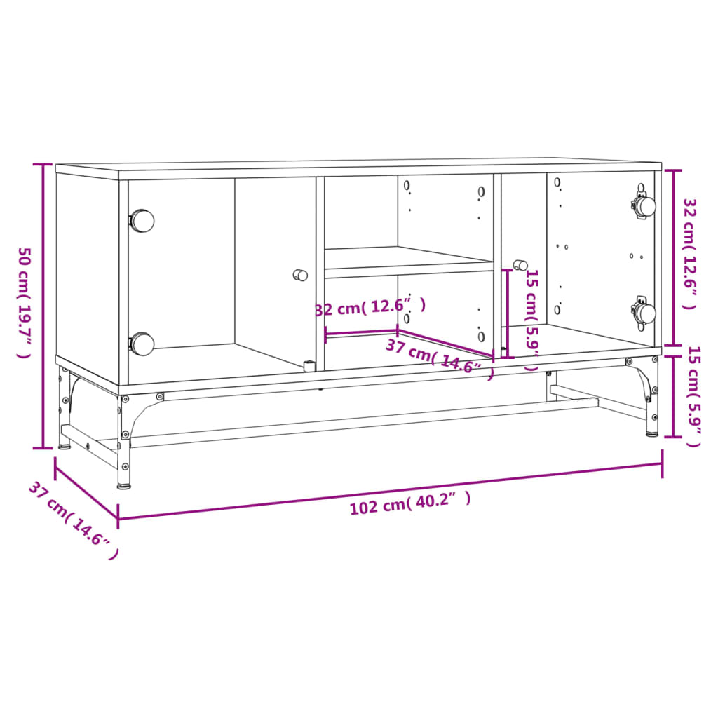 TV-Møbel Svart TV-benk med dør 102x37x50 cm