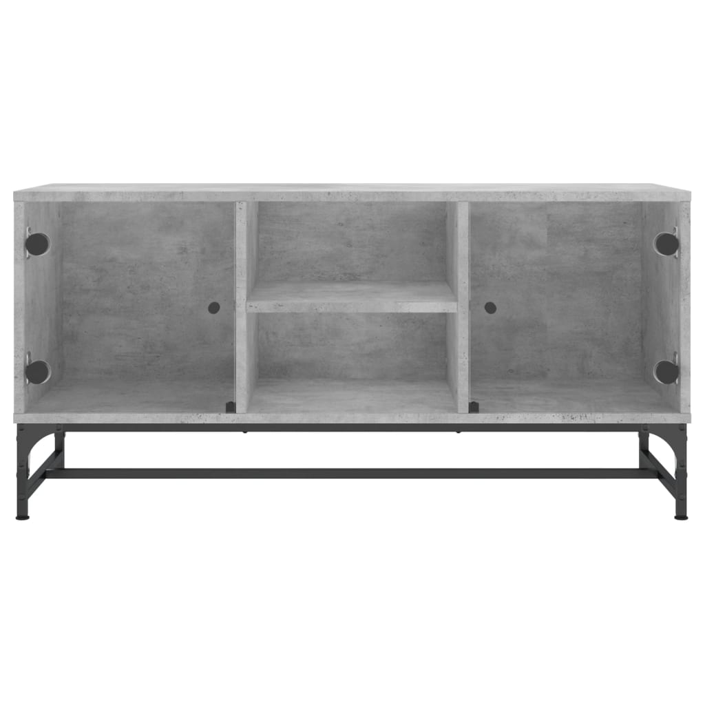 TV-Møbel Betonggrå med glassdører 102x37x50 cm