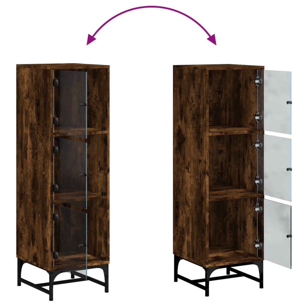 Skap Røkt Eik med glassdører 35x37x120 cm