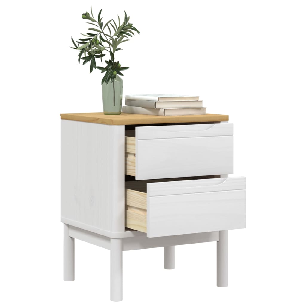 Nattbord Sengbord Hvit 45x39x57 cm heltre furu
