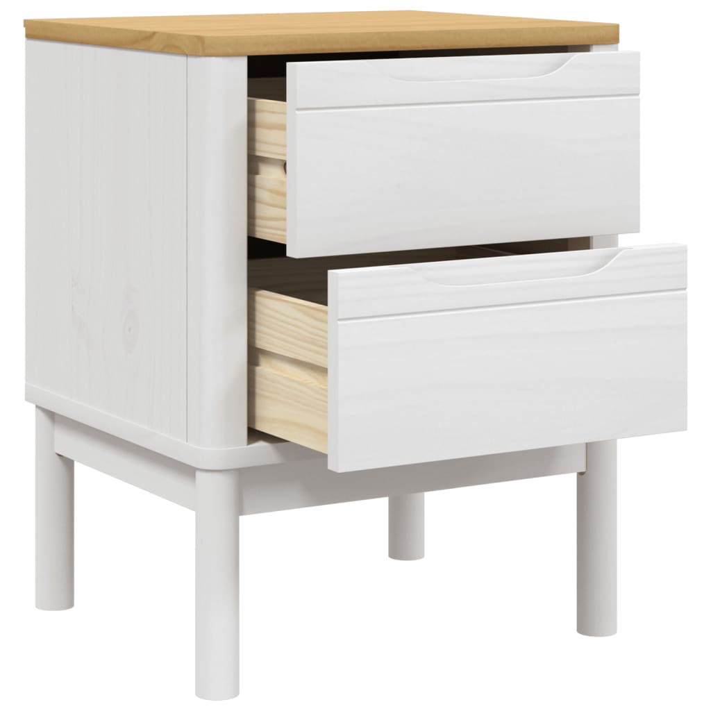 Nattbord Sengbord Hvit 45x39x57 cm heltre furu