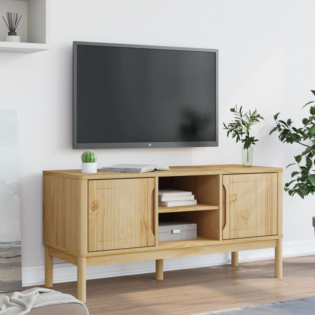 TV-Møbel Brun TV-benk voksbrun FLORO voksbrun 114x43x55 cm heltre furu
