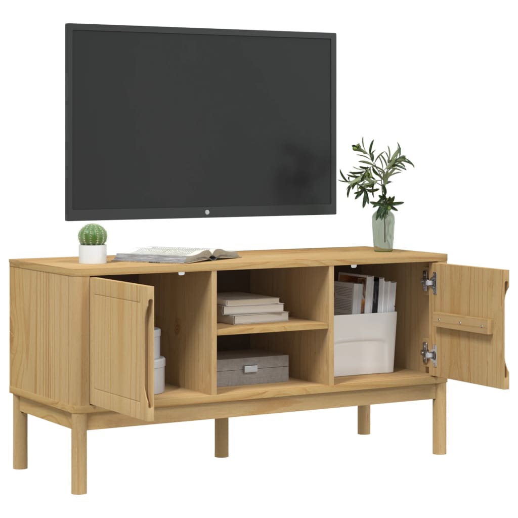 TV-Møbel Brun TV-benk voksbrun FLORO voksbrun 114x43x55 cm heltre furu