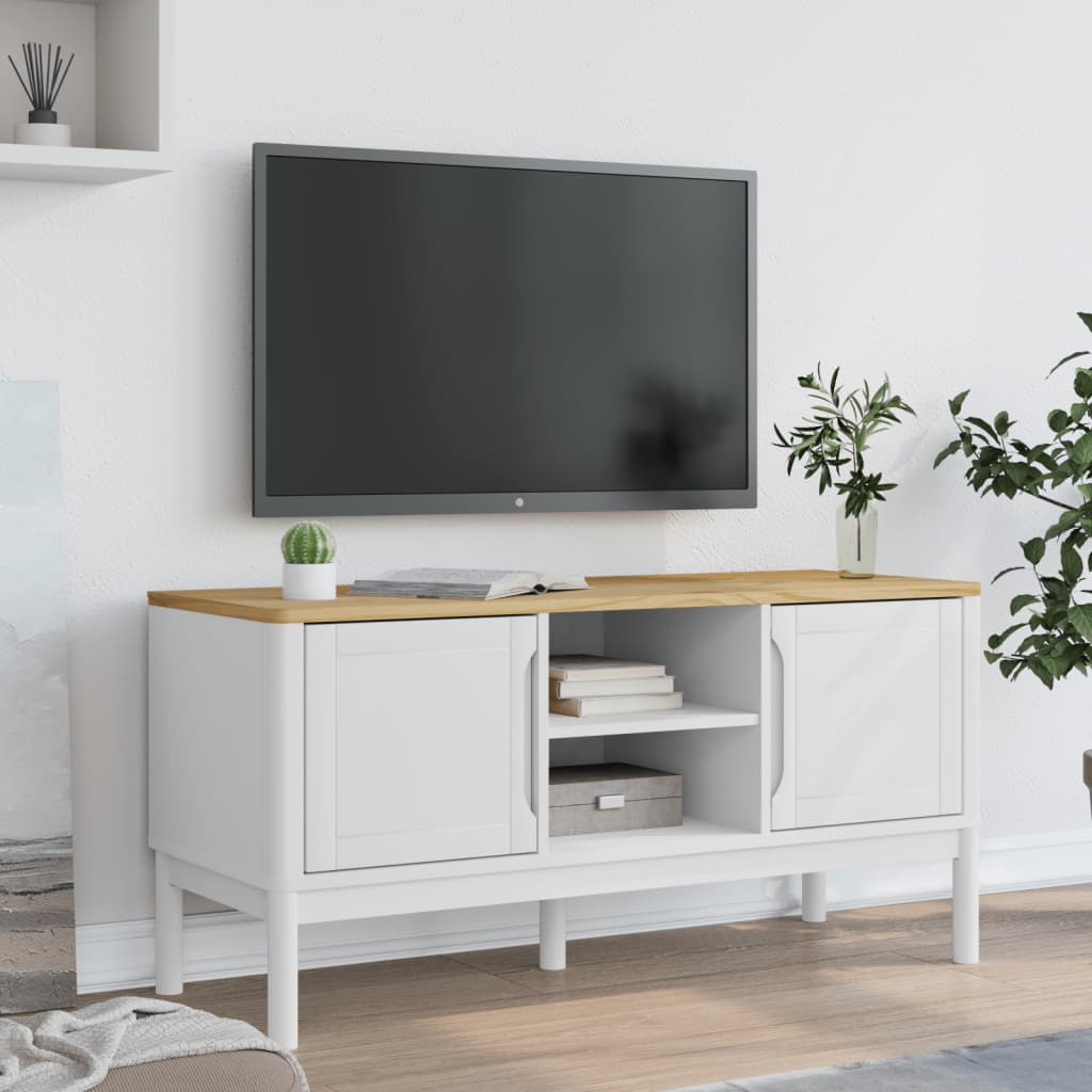 TV-Møbel Hvit TV-benk FLORO 114x43x55 cm heltre furu
