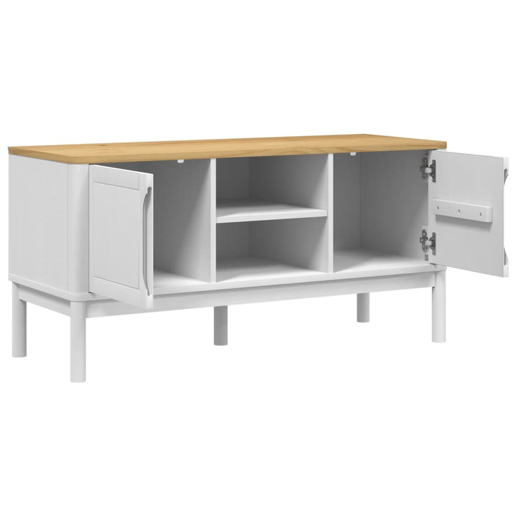 TV-Møbel Hvit TV-benk FLORO 114x43x55 cm heltre furu