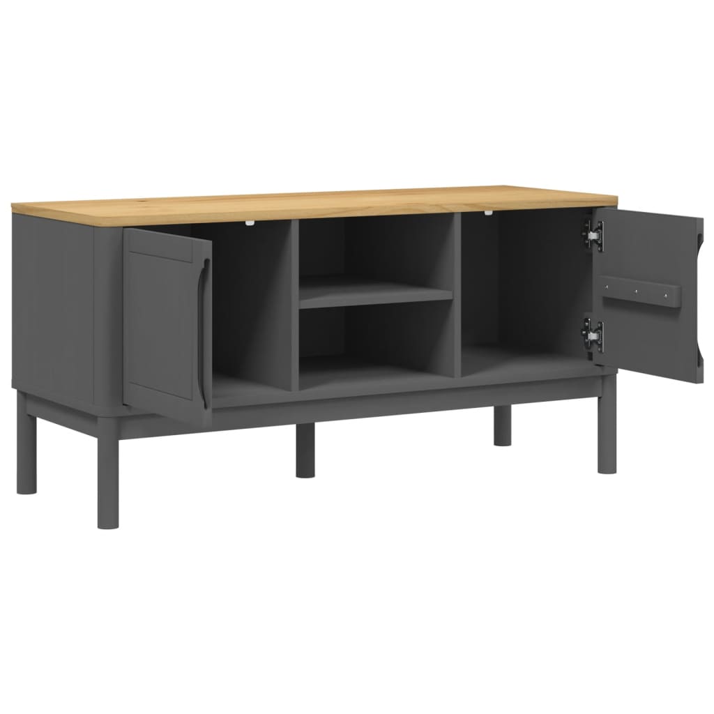 TV-Møbel Grå Tre TV-benk FLORO Grå 114x43x55 cm heltre furu