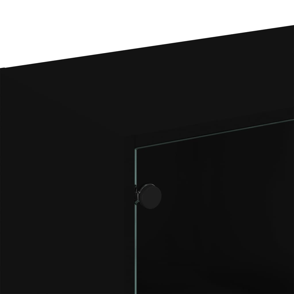 Bokhylle Svart med dører 136x37x109 cm