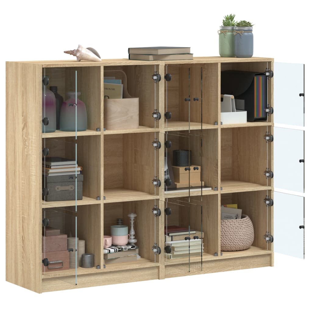 Bokhylle Sonoma Eik med dører 136x37x109 cm