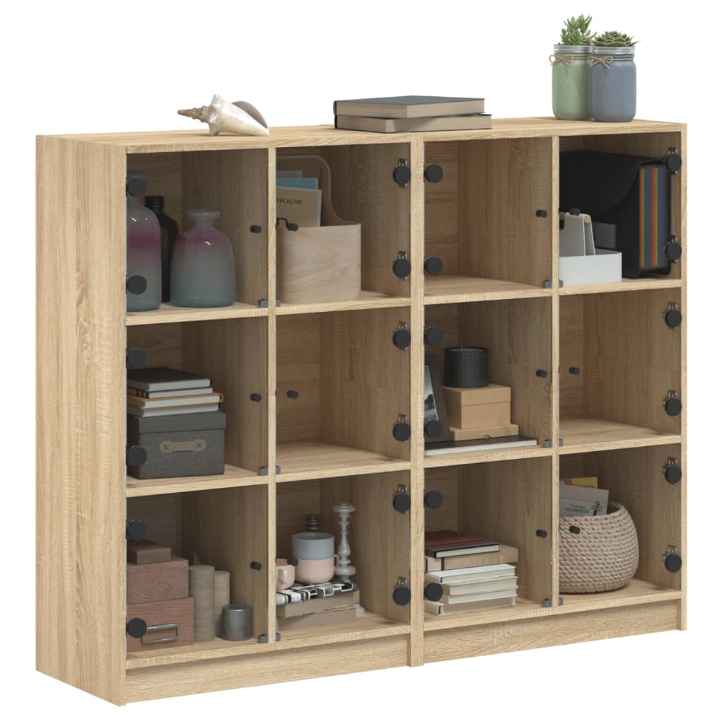 Bokhylle Sonoma Eik med dører 136x37x109 cm