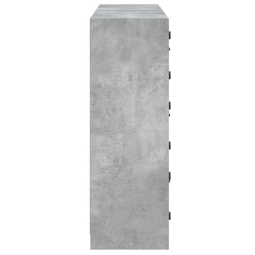 Bokhylle Betonggrå med dører 136x37x109 cm