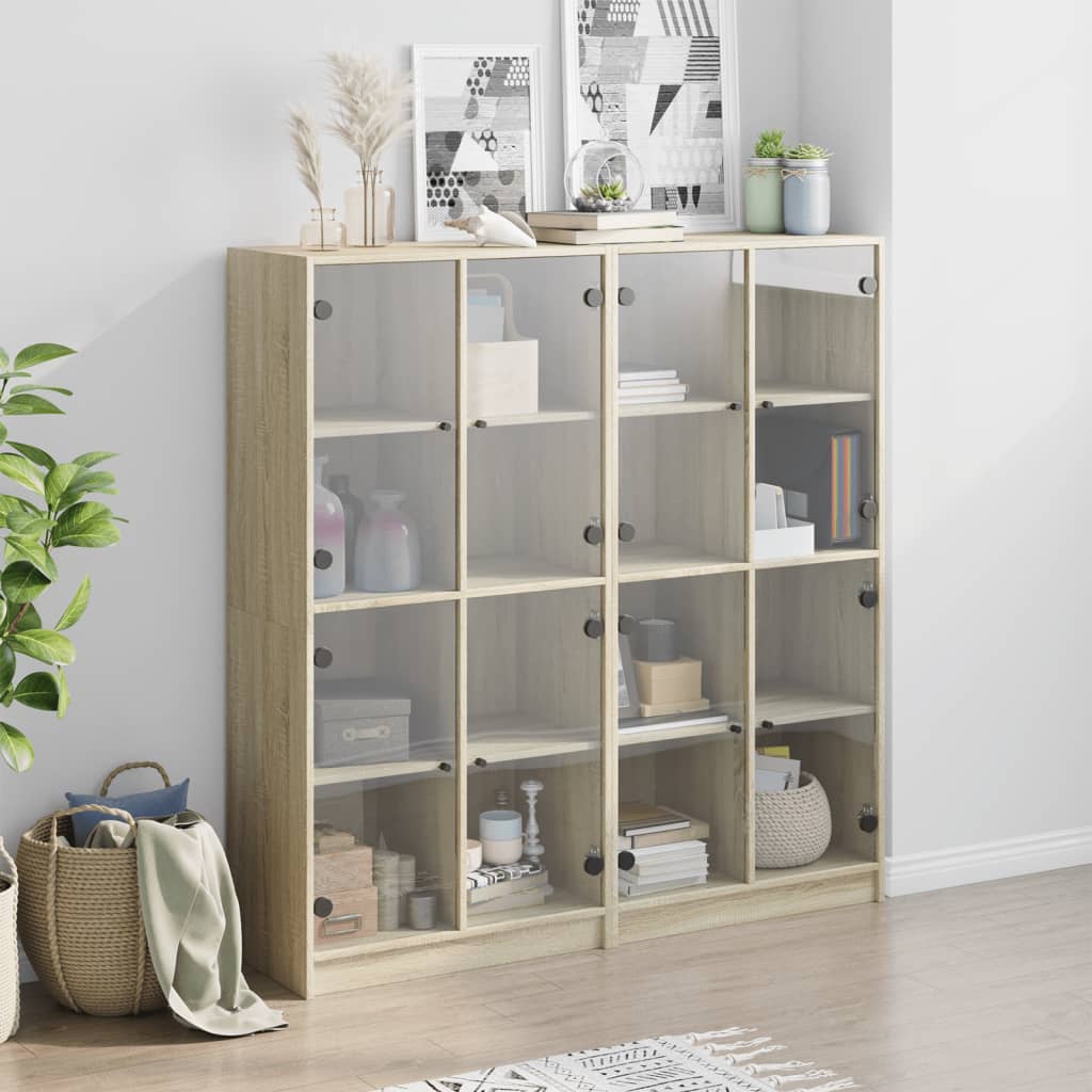 Bokhylle Sonoma Eik med dører 136x37x142 cm