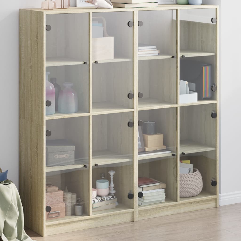 Bokhylle Sonoma Eik med dører 136x37x142 cm