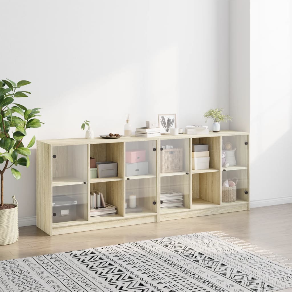 Bokhylle Sonoma Eik med dører 204x37x75 cm