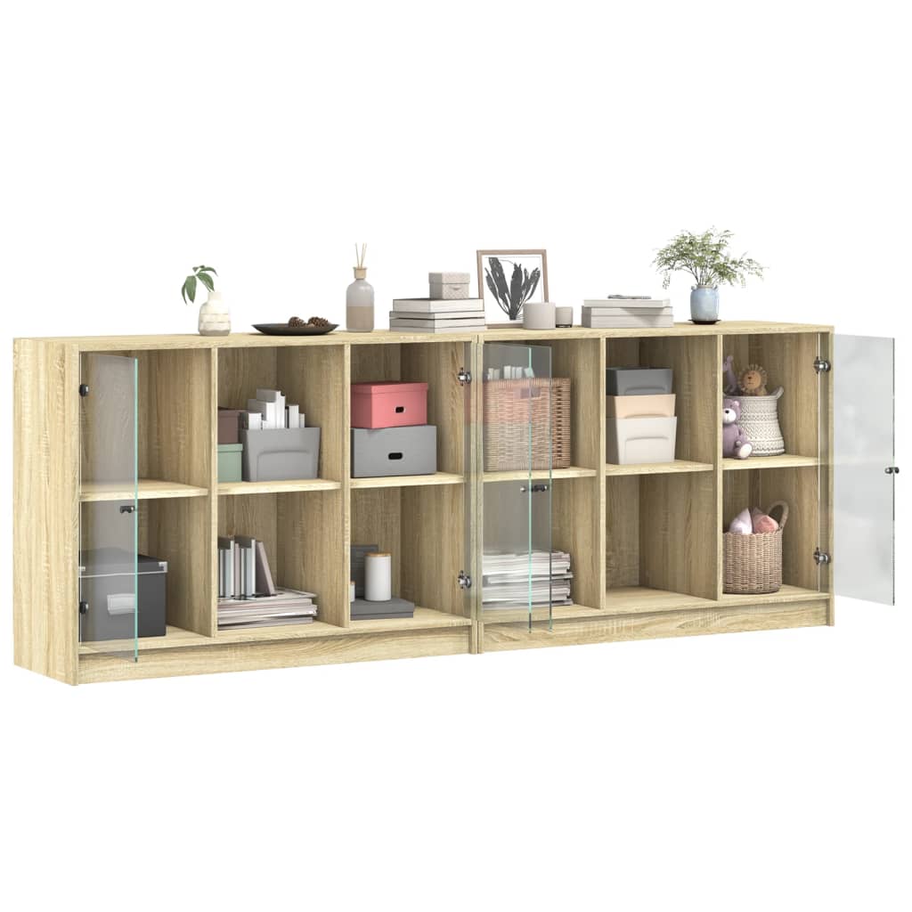 Bokhylle Sonoma Eik med dører 204x37x75 cm