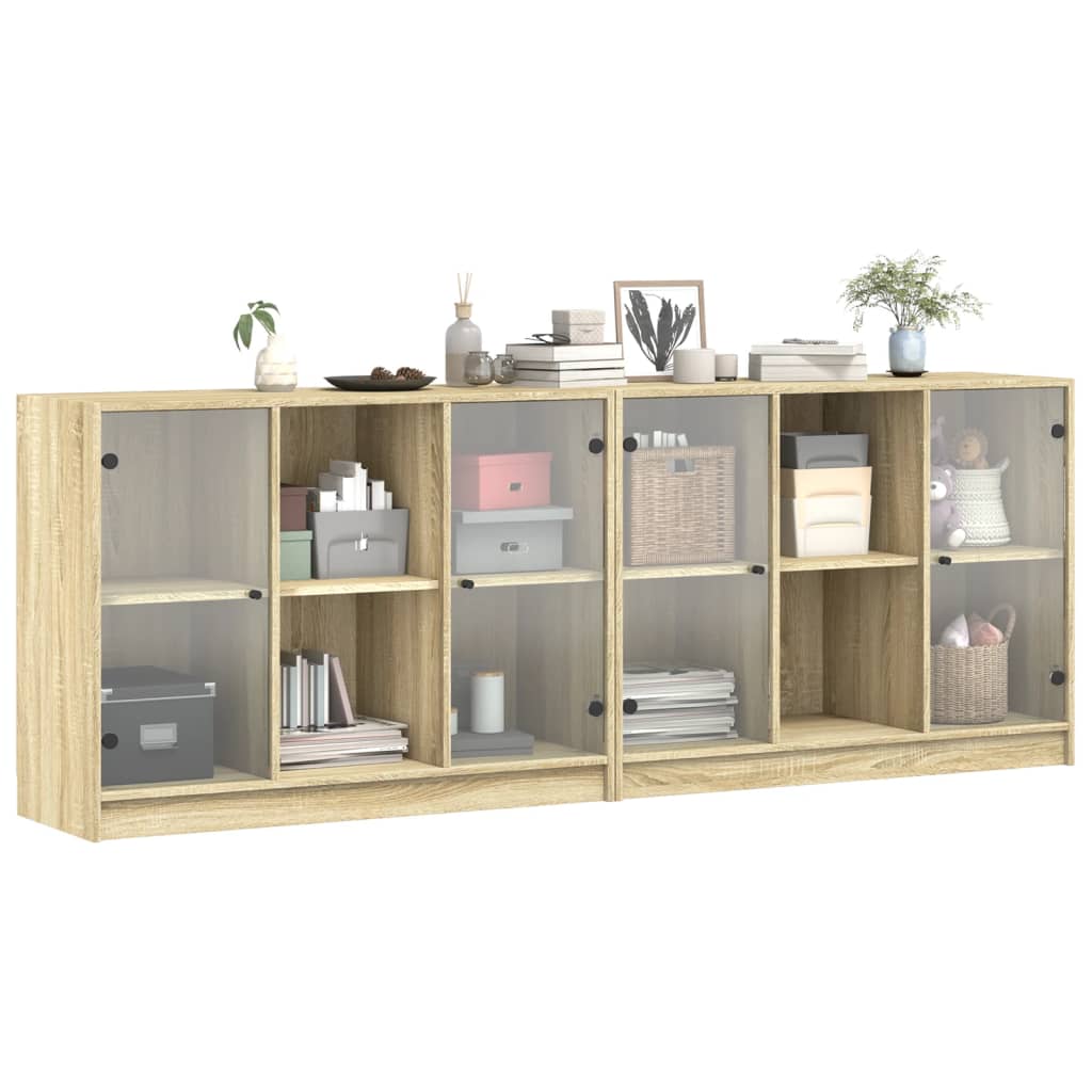 Bokhylle Sonoma Eik med dører 204x37x75 cm
